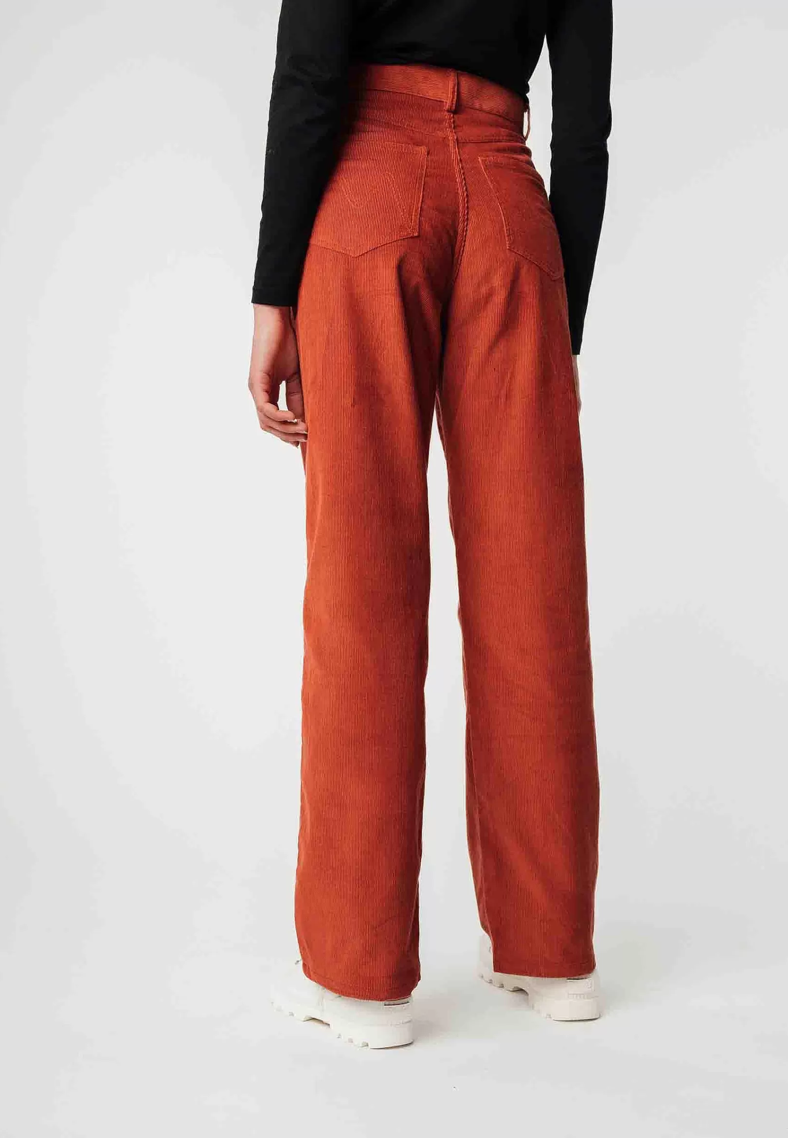 Discount Cord Hose Mit Hohem Bund Und Weitem Bein Oorja Damen Hosen